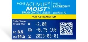 1 Day Acuvue Moist for Astigmatism 30 pack contact lenses